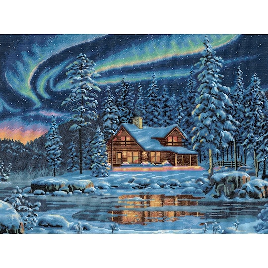 Dimensions&#xAE; Gold Collection Aurora Cabin Counted Cross Stitch Kit